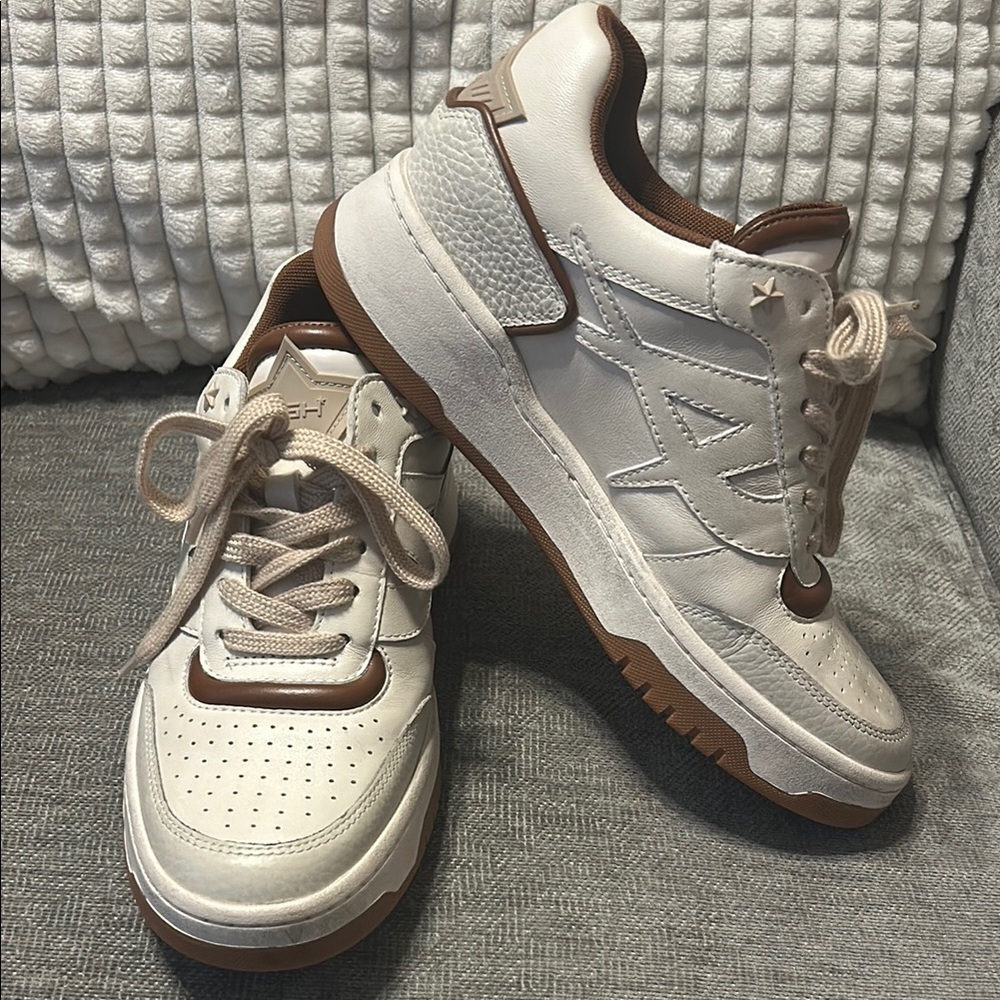 White and Brown Sneakers